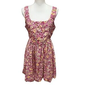 Land of the Free Liberty Fuchsia Floral Corset Mini Tank Dress Size Large Flirty
